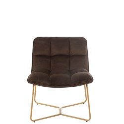 Chaise lounge matelassé en métal marron 65x58x85 cm