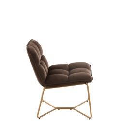 Chaise lounge matelassé en métal marron 65x58x85 cm