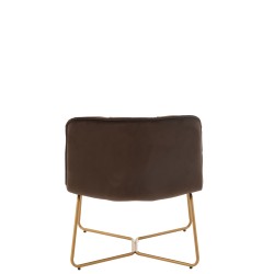 Chaise lounge matelassé en métal marron 65x58x85 cm