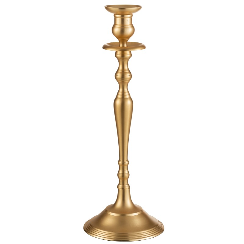 Candelabro em alumínio dourado 16,5 x 16,5 x 46 cm