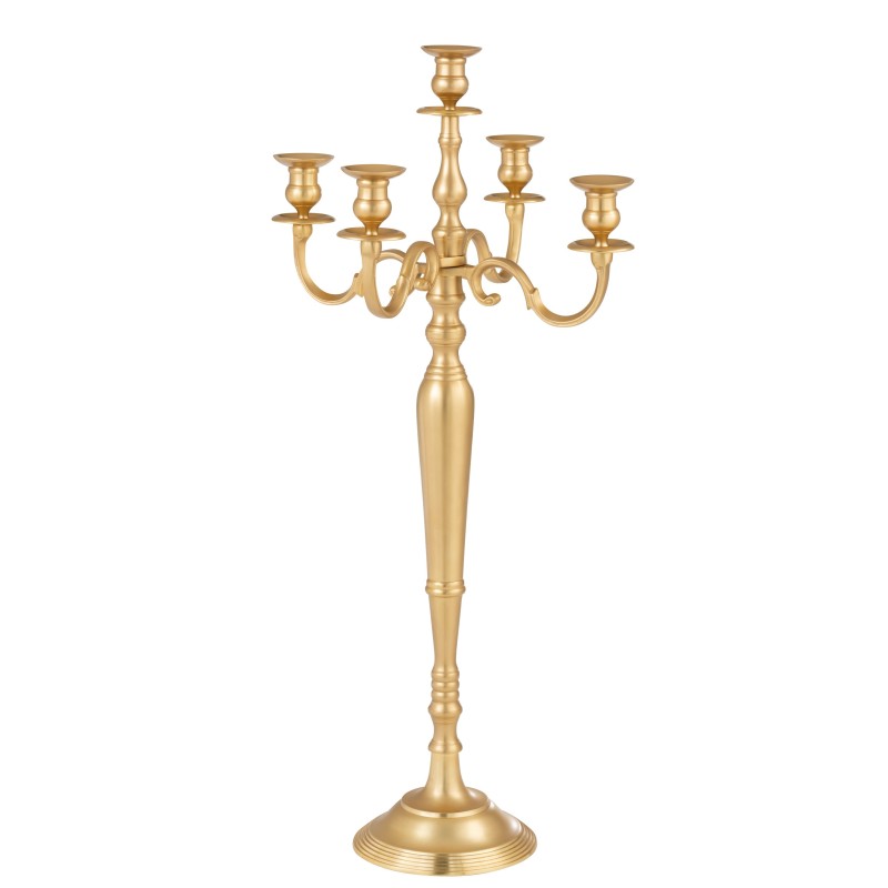 Candelabro com 5 suportes em alumínio dourado 48x48x97cm Candelabro com 5 suportes em alumínio dourado 48x48x97cm