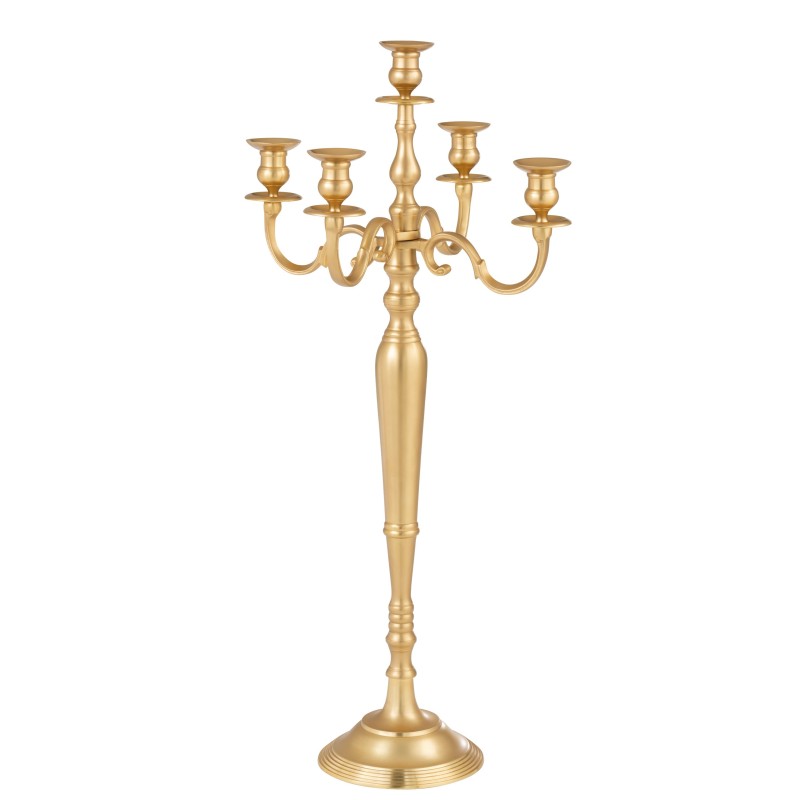 Candelabro 5 brazos aluminio mate oro Alt. 99 cm