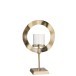Tarro redondo de cristal para velas sobre base de aluminio dorado 28x15x46 cm