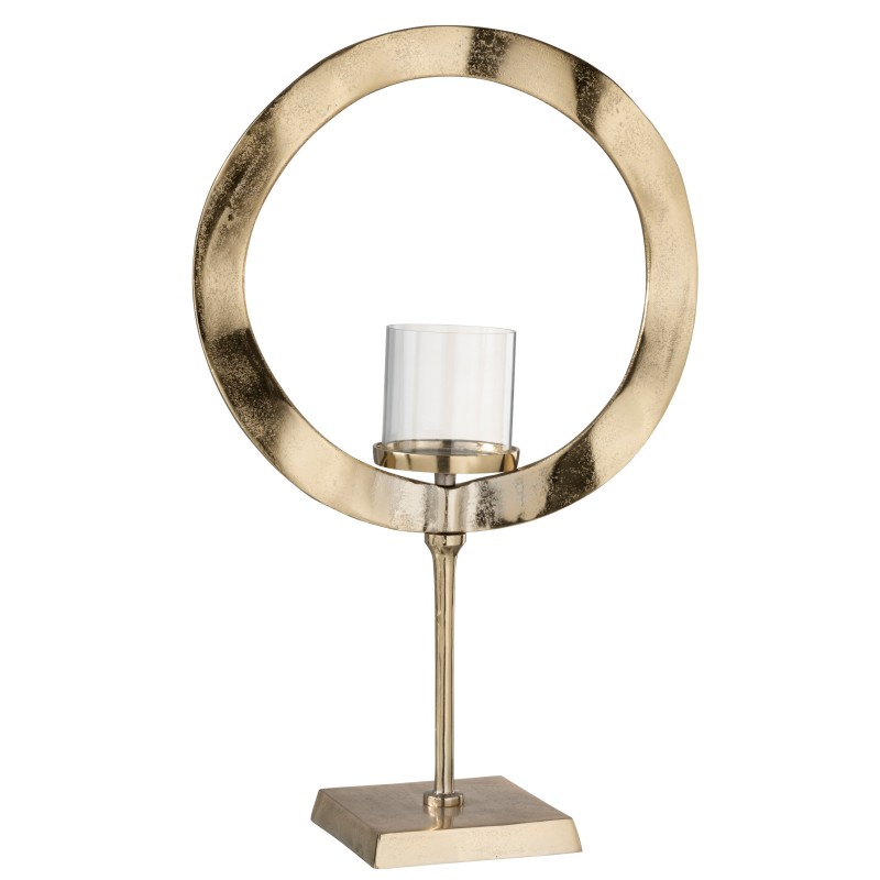 Vaso per candele in vetro e alluminio dorato 39,5x16,5x63 cm
