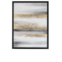 PEINTURE LIGNES PS NOIR / BLANC / OR 126 cm