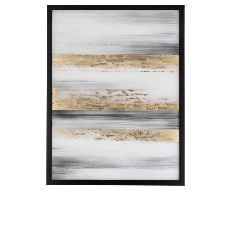 PEINTURE LIGNES PS NOIR / BLANC / OR 126 cm