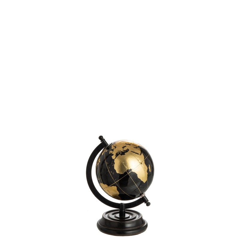 Globo terrestre de pie madera negro/oro Alt. 22 cm