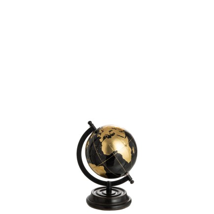 Globo terrestre de pie madera negro/oro Alt. 22 cm