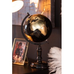 Globe sur pied en bois noir 22x20x40 cm