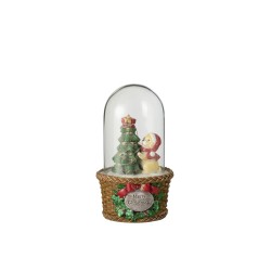 Campana árbol de navidad + perro led resina verde Alt. 17 cm