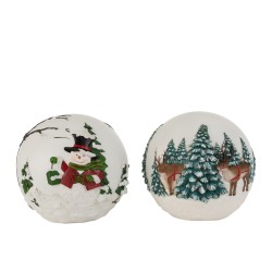 Lot de 2 boules de Noël décorées avec led