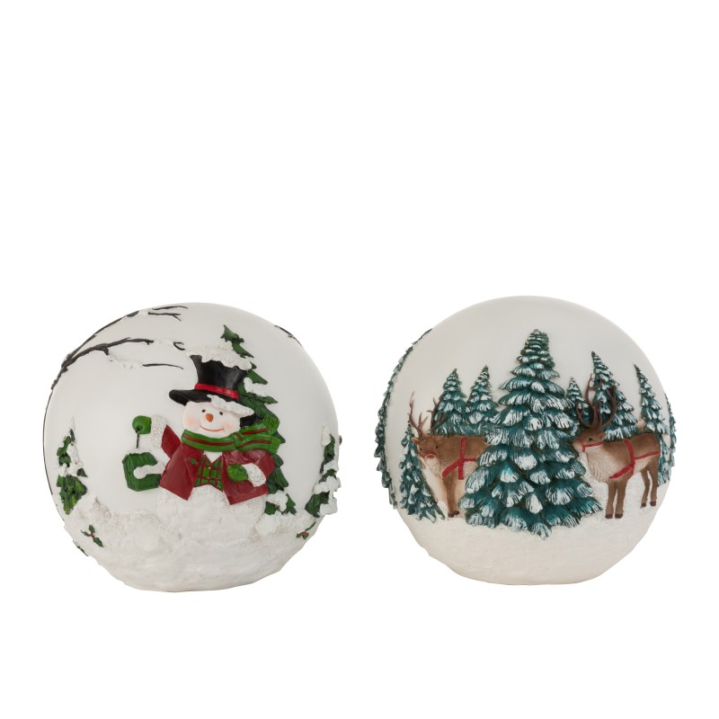 Lot de 2 boules de Noël décorées avec led