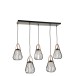 Lampes suspendues avec 5 lampes en acier et verre noir Lampes suspendues avec 5 lampes en acier et verre noir
