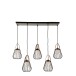 Lampes suspendues avec 5 lampes en acier et verre noir Lampes suspendues avec 5 lampes en acier et verre noir