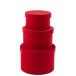 SET DE 3 BOITE RONDE VELOURS ROUGE FONCE