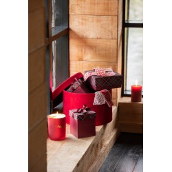 SET DE 3 BOITE RONDE VELOURS ROUGE FONCE