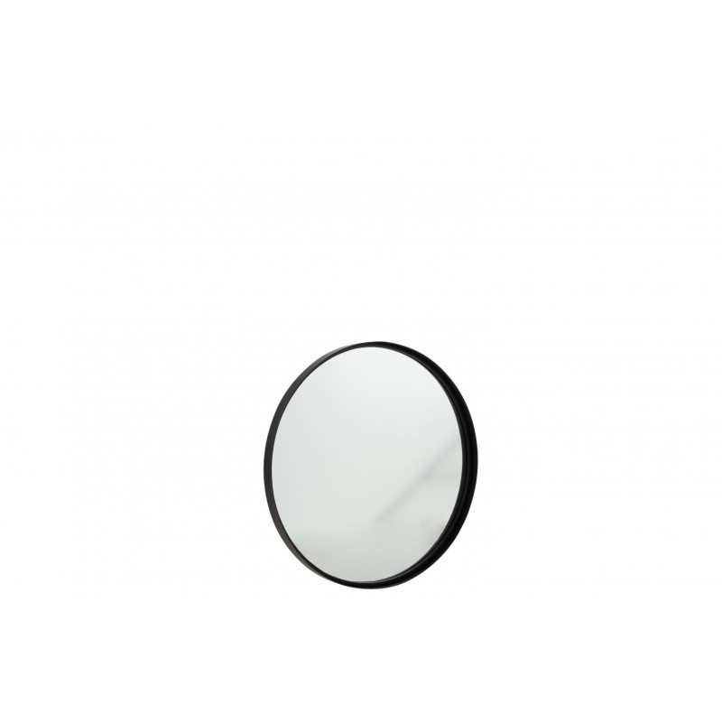 Miroir rond avec bord haut en métal noir de 60 cm