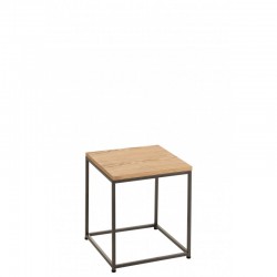 Table basse carrée en bois avec pieds en métal