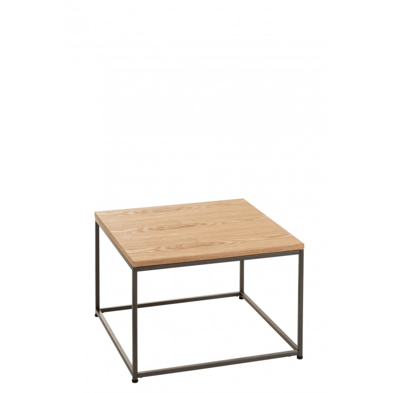 Table gigogne carrée avec tablette bois et pied métal