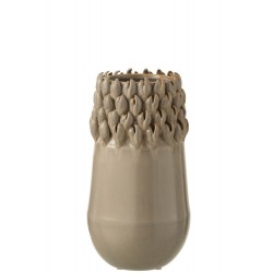 Vase avec coquillage en céramique gris 13x10x26 cm