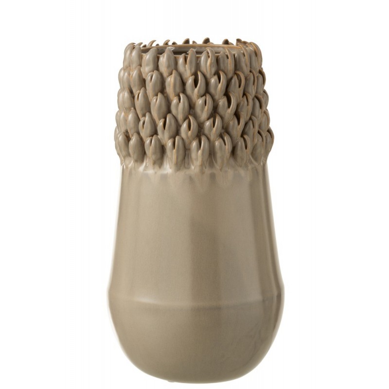 Vase avec coquillage en céramique gris 16x13x32 cm