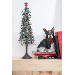 Sapin de Noël décoratif en métal rouge 18x18x52 cm