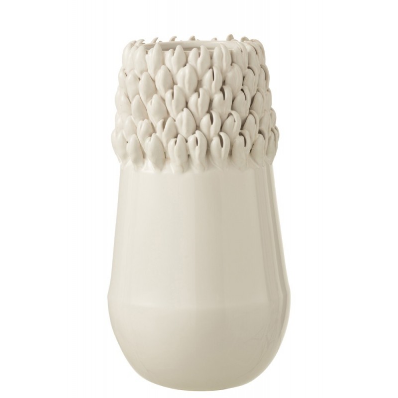 Vase avec coquillage en céramique blanc 18x18x33.5 cm
