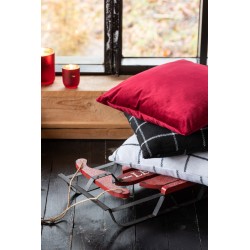 Coussin carré en velours rouge 45x45cm