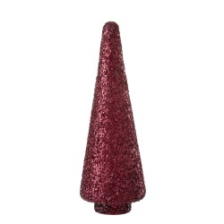 Arbre de Noël pailleté en verre rouge 14x14x40 cm