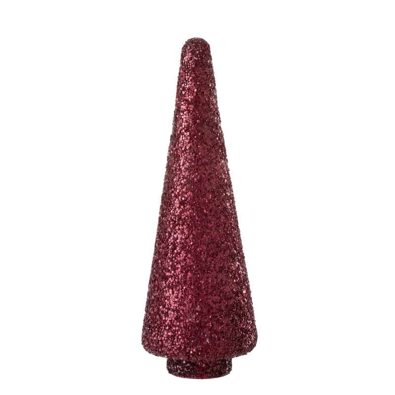 Arbre de Noël pailleté en verre rouge 14x14x40 cm