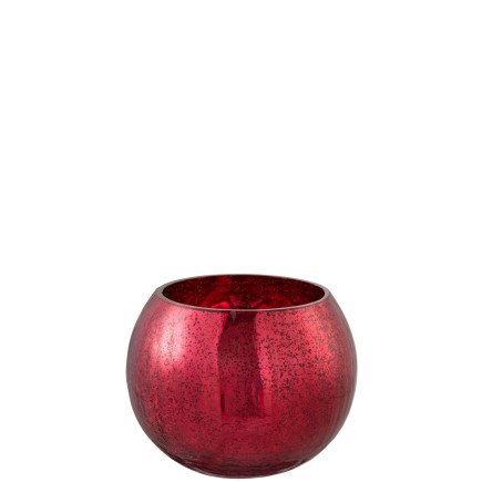 Portavelas bola de cristal rojo 15x15x12cm