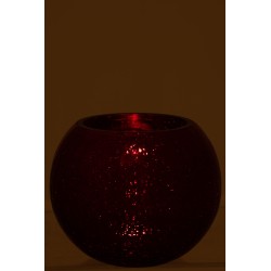 Photophore boule en verre rouge 20x20x15.5 cm