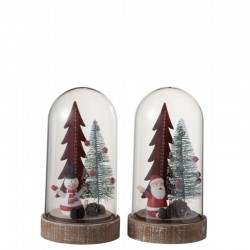 Assortiment de 2 cloches de Noël en verre avec personnage et arbres