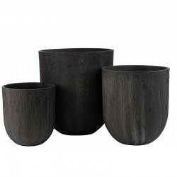 Set de 3 jarrones redondas cerámica alto negro 55W / Alt. 61