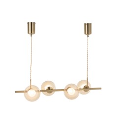 Lámpara colgante Yuks 4 lámparas acero oro 85x 156 cm
