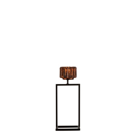 Castiçal em vidro castanho - preto 12x11x31,5 cm