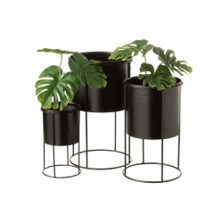 Cachepot en métal noir 18x18x32 cm