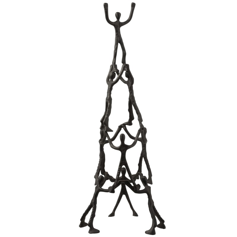 Pirámide de 9 personas de aluminio negro de 25x25x75 cm