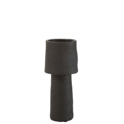 Vase champignon en ciment noir 16x16x43 cm