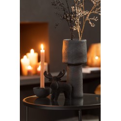 Vase champignon en ciment noir 16x16x43 cm