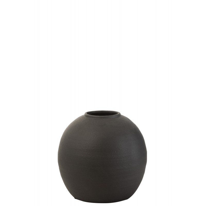 Vase rond en ciment noir 30x30x28 cm