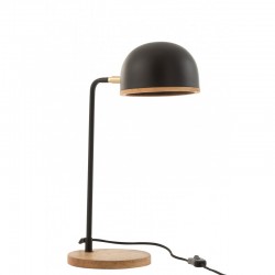 Lámpara de mesa evy hierro/madera negro/natural Alt. 48 cm