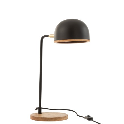 Lámpara de mesa evy hierro/madera negro/natural Alt. 48 cm