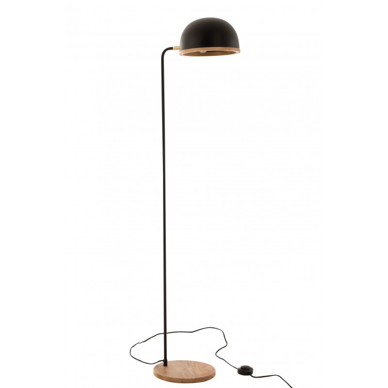 Lámpara de pie evy hierro/madera negro/natural Alt. 130 cm