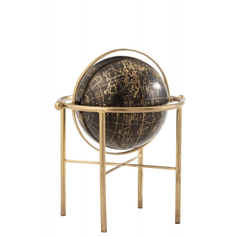 Globe vintage sur socle en métal doré 27x31x36 cm