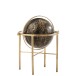 Globe vintage sur socle en métal doré 27x31x36 cm