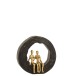 Couple assis dans cercle en bois noir 28x7x29 cm