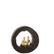Couple assis dans cercle en bois noir 28x7x29 cm