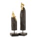 Personnage assis sur socle en bois noir 10x10x47 cm