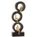 Personnage assis dans 3 cercles en bois noir 19x9x56 cm
